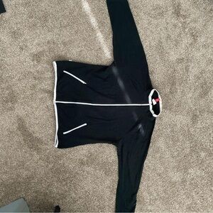 Womens Black Zip-Front Jacket with White Trim